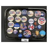 Political Button Pins, Reagan, H. Clinton, Percy.
