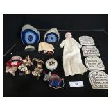 Blue Agate Geodes, Petrified Wood, Vintage Doll