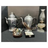 Vintage Coffee Percolators, Oil Lamp, Noahï¿½s Ark.