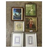 6 Small Art Prints (Victorian Child, Botanical).