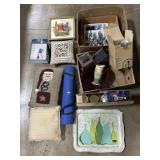 MCM Tray, Pillows, Art Pottery Vase, Iron.