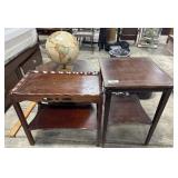 (3) Vtg Wooden End Tables, Desktop Globe.