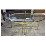 Brass Glass Top Coffee Table.
