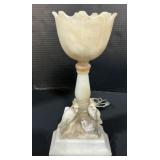 Italian Alabaster Carved Bird Lamp.