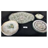 Decorative Floral Plates & Platter.