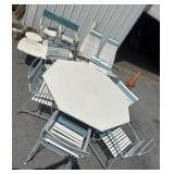 Vtg Vinyl Strap Patio Table & Chairs.