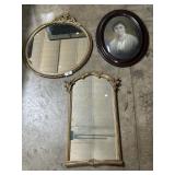 Antique Gold Gilt Style Mirrors & Portrait.