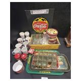 Coca-cola advertising and glasses.