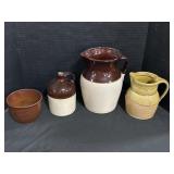 Stoneware Pitchers, Jug, & Bowl.