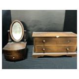 Wooden Jewelry Boxes, One W/ Mirror.: Widest