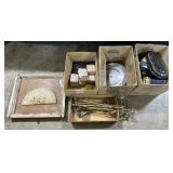 Art Deco Brass Racks, Electric Candle Lamps.