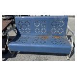 Vtg Mid Century PieCrust Pressed Steel Bench.