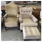 Louis XIII Style Walnut Fauteuil, Floral