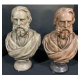 Pair Of Chalkware Longfellow Bust.