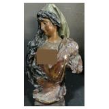 Chalkware Femme De Mequines Esclave Woman Bust.