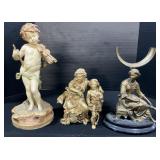 Die Cast Figurines, Clock Stand & Candle Holder.