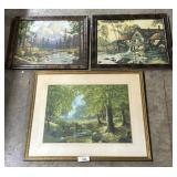 3 Vintage Landscape Art Prints.
