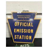 Vintage PA Official Emission Station Metal Sign.