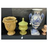 Blue & White Urn, Vases, Hippocrates Chalkware