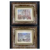Pair Of Landscape Foil Art Prints.