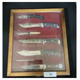7 Piece Bowie Style Knives Set W/ Display Case