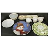 Corelle, Pyrex & Christmas Dishes.