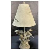 Metal & Resin Dragonfly & Calla Lily Table Lamp.
