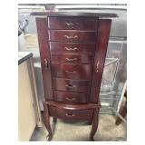 Queen Ann Style Mahogany Jewelry Armoire.