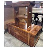 Cedar & Brass Riveted Chest, Pine Side Table.
