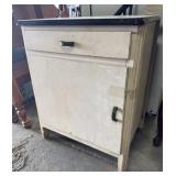 Vtg Enamel Top Cabinet.
