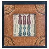 Folk Art Fabric In Paint Decorated Frame.