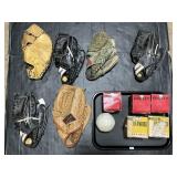 Baseball Gloves, Dudley & Harwood Softballs.