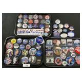 Political Button Pins, Clinton, Bush, Edwards.