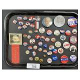 Political Button Pins, Ike Eisenhower, FDR,