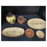 Breininger, Foltz Redware Pottery, Jar, Plates.