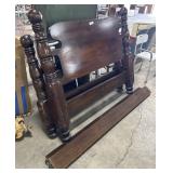 Dark Pine Cannonball Bed Frame, Floral Head &