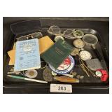 Pocket Watches, Glasses, Pens, Tie Clips.