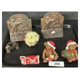 Bookends, Christmas Bear Figures & Ornaments.