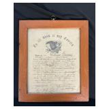 Framed 1865 PA Artillery Discharge Paper.