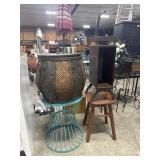 Woven Rattan Accent Table, (2) Vtg Accent Tables.