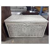 White Washed Wicker Blanket Chest.