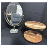 Table Mirror & Wooden Kitchen Stand.