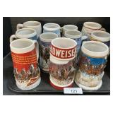 11 Budweiser Christmas Steins.