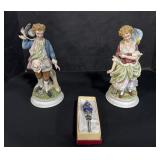 Vintage Lefton Japan Statues & Morano Glass Cork.