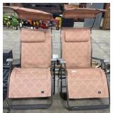 (2) Covered, Reclining Mesh Patio Chairs.