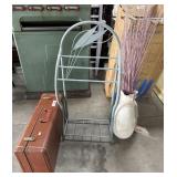 Vtg Luggage, Post Modern Towel Rack & Vase.