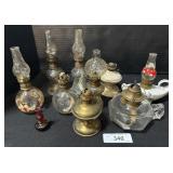 Vintage small Glass Hurricane Oil Lamps.