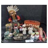 S&P Shakers, Native American Statue, Tin