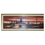 Artist Signed Oil On Canvas Cityscape Painting.