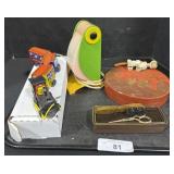 Pressed Steel Train, Brush & Scissors, Lamp.